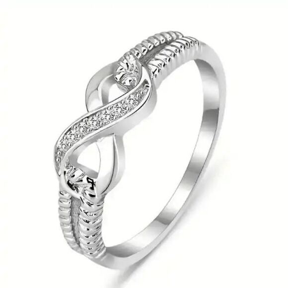 Infinity Silver Plated Diamond Ring - Picture 3 of 5